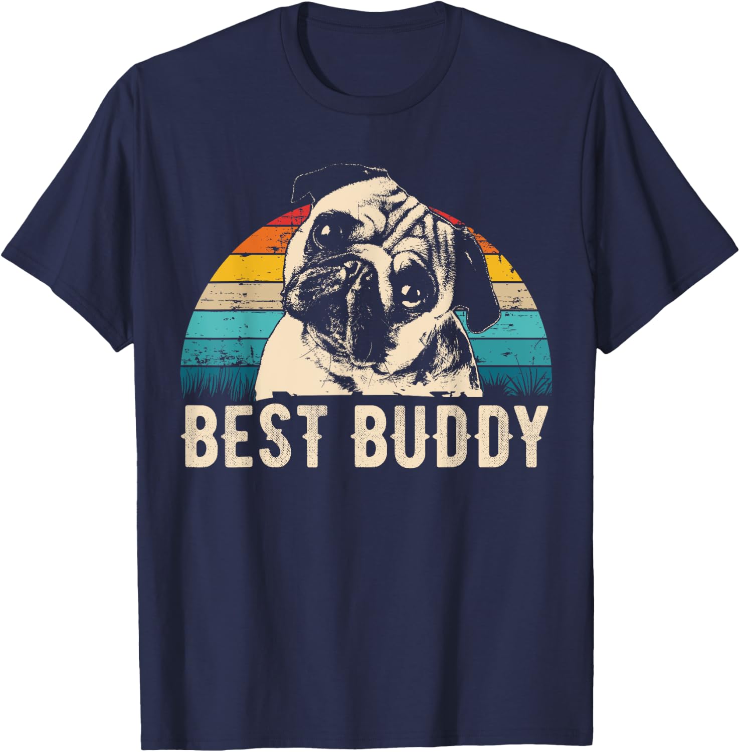 Pug Puggie-Dog Men Women Kids T-Shirt - T-Shirt | Navy