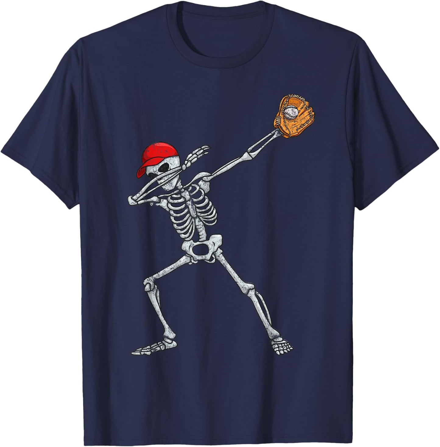 Vintage Fun Dabbing Skeleton Baseball Player Halloween Dab T-Shirt - T-Shirt | Navy
