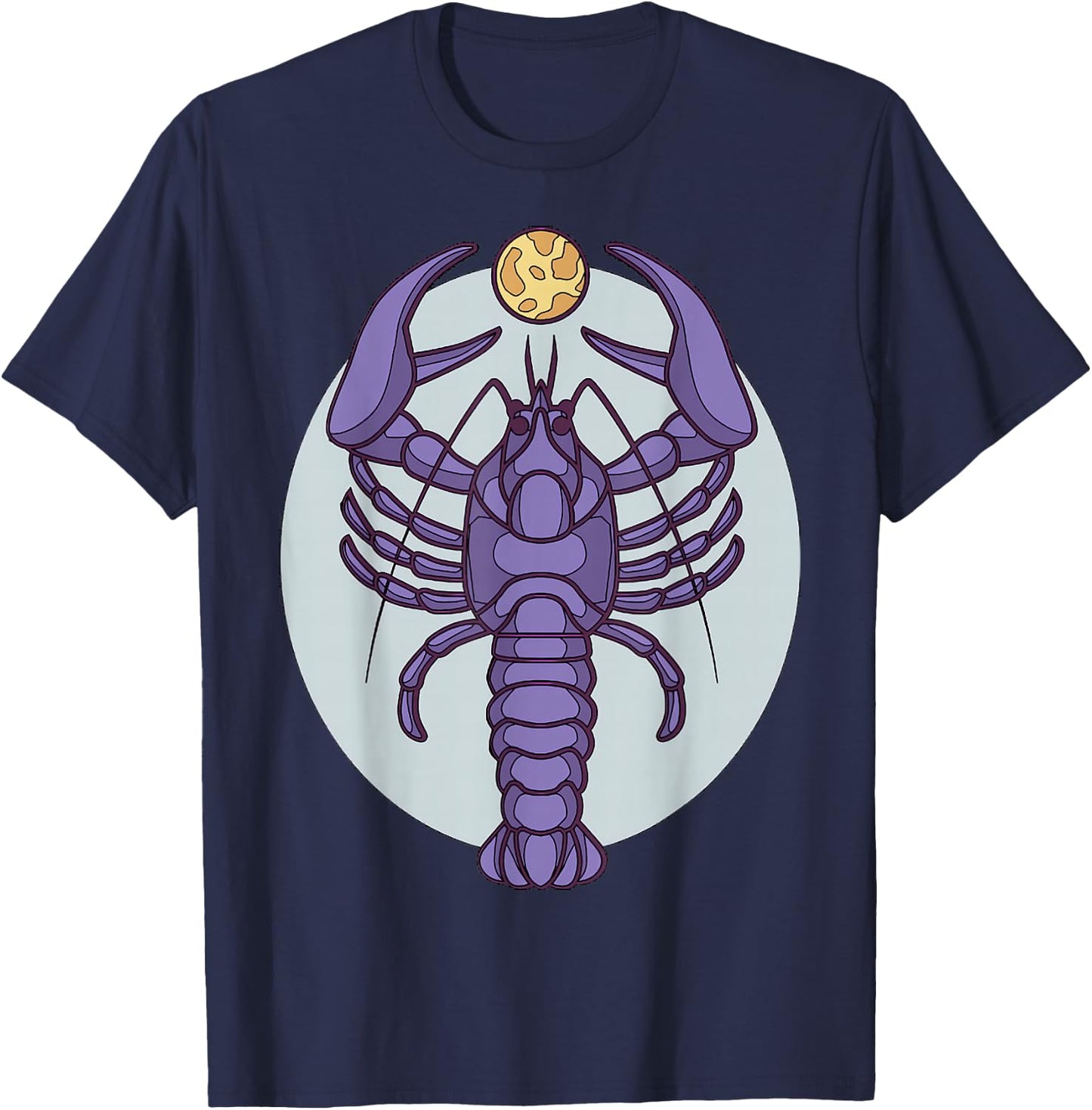 Purple Lobster Illustration For Adults Full Moon T-Shirt - T-Shirt | Navy