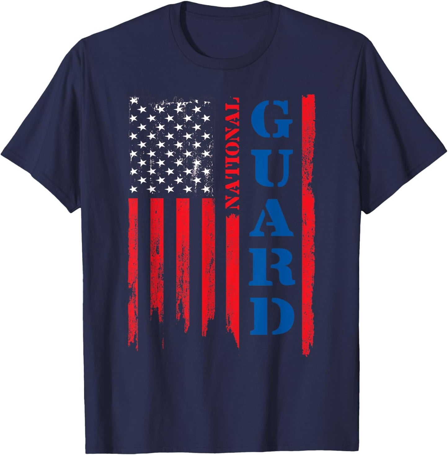 American Flag Grunge T Shirt | U.S National Guard Shirt Men T-Shirt - T-Shirt | Navy