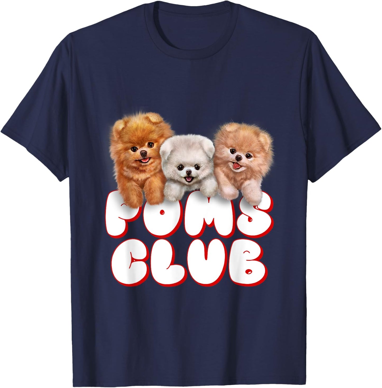 Cute Pomeranian Puppy, Poms Club, Baby Dog T-Shirt - T-Shirt | Navy