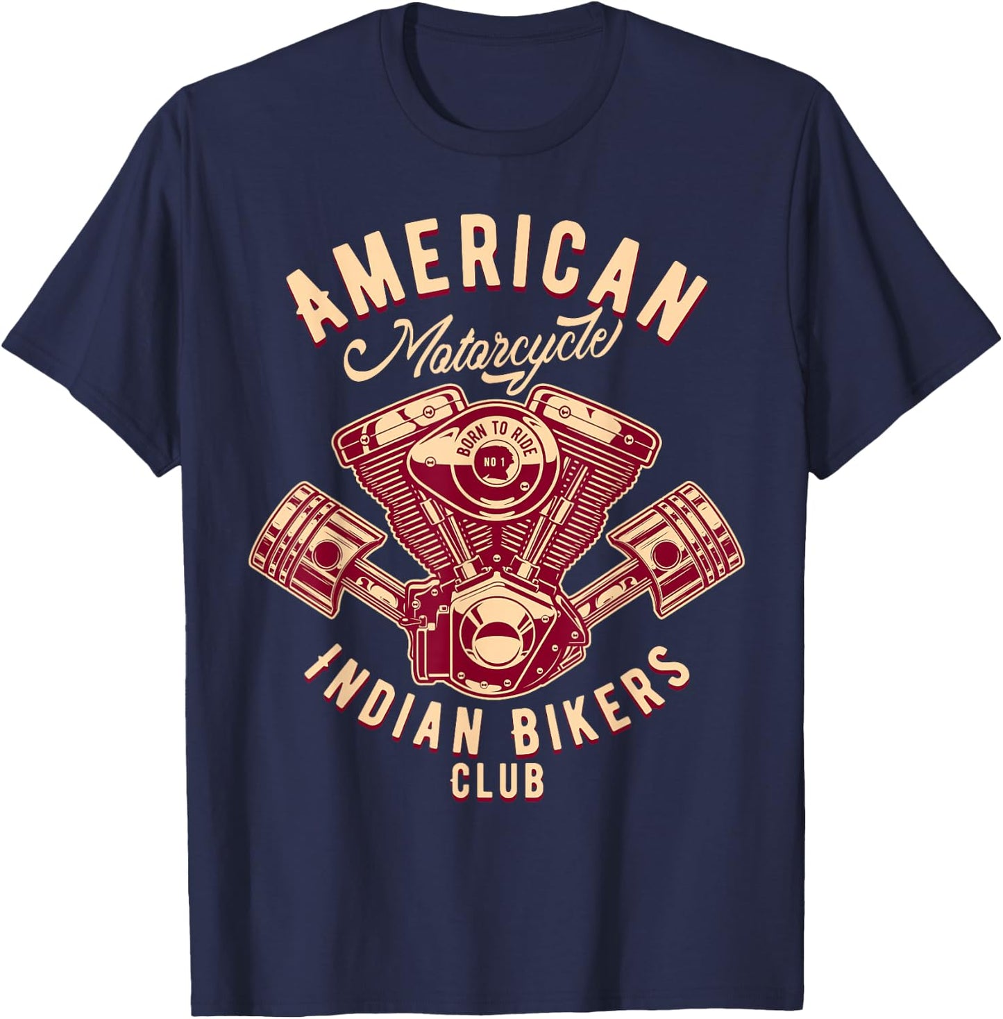 native American Motorcycle Indian Bikers Club T-Shirt - T-Shirt | Navy