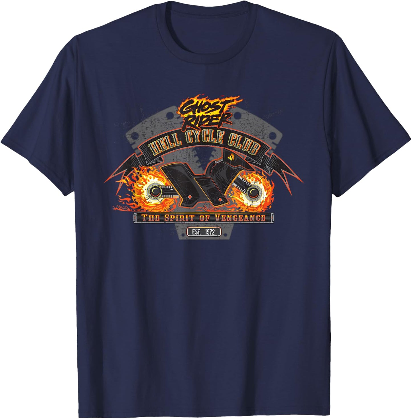 Marvel Ghost Rider Hell Cycle Club T-Shirt - T-Shirt | Navy