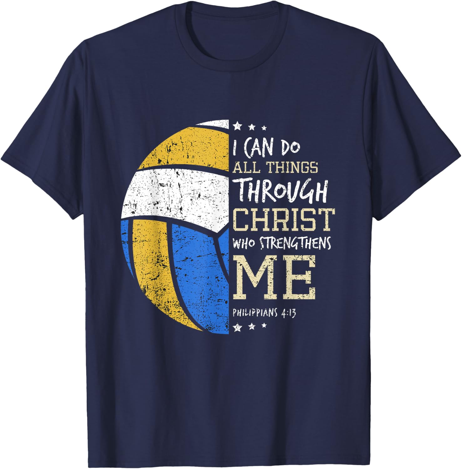 Philippians 4 13 I Can Do All Things Christian Volleyball T-Shirt - T-Shirt | Navy