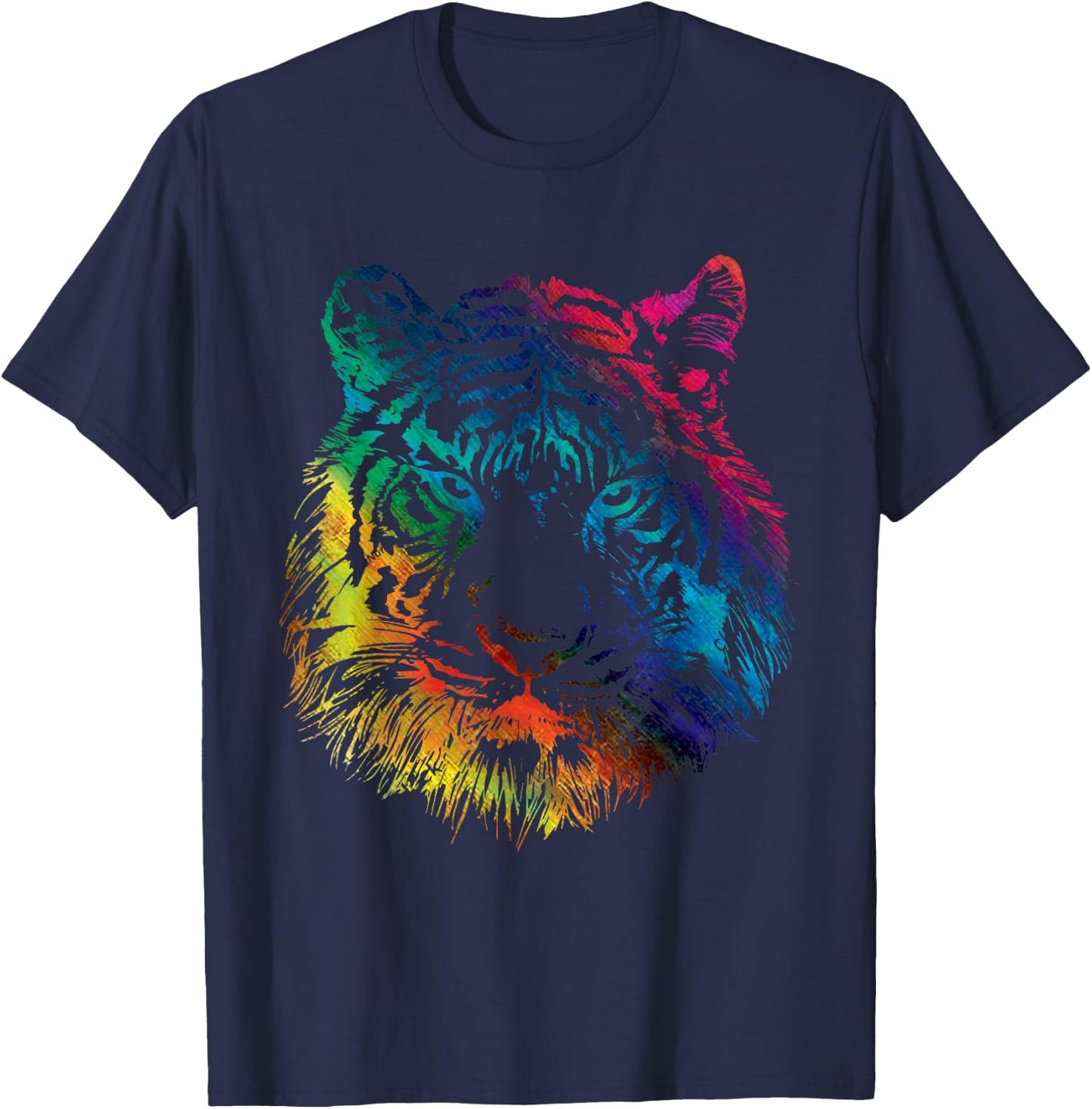 Rainbow Tiger Graphic Animal Lover T-Shirt - T-Shirt | Navy