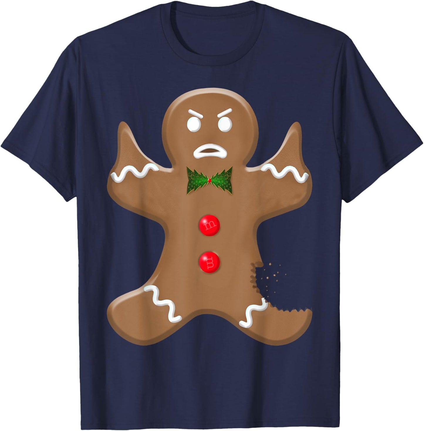 Angry Holiday Gingerman Cookie Giving the Finger Christmas T-Shirt - T-Shirt | Navy