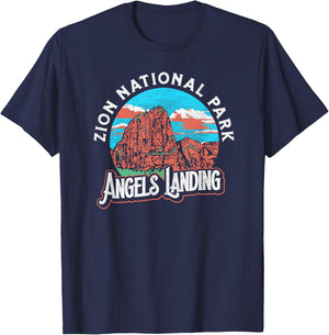 Angels Landing Zion National Park Vintage 80's Graphic T-Shirt - T-Shirt | Navy