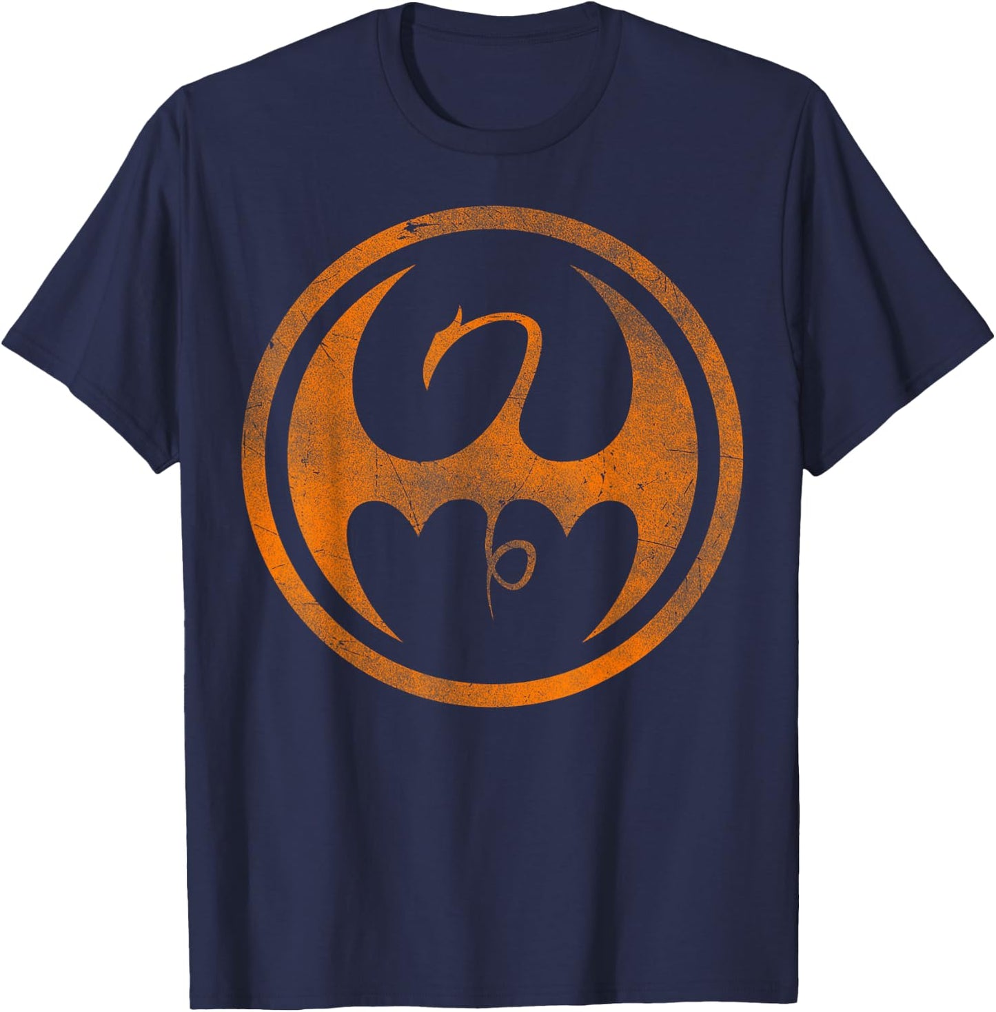 Marvel Iron Fist Dragon Logo Orange Tonal Cut-Out Halloween T-Shirt - T-Shirt | Navy