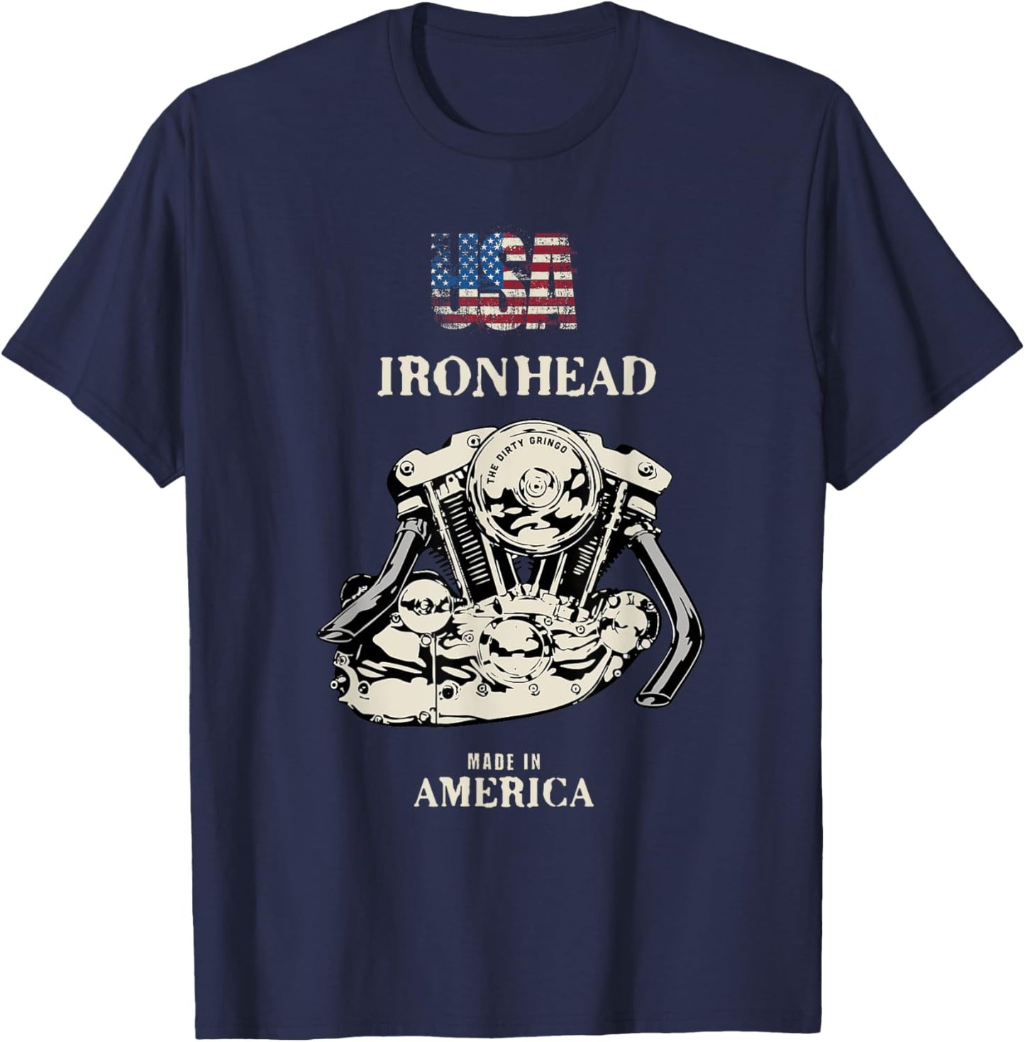 USA HD Ironhead Vtwin American Sportster Motorcycle Chopper T-Shirt - T-Shirt | Navy