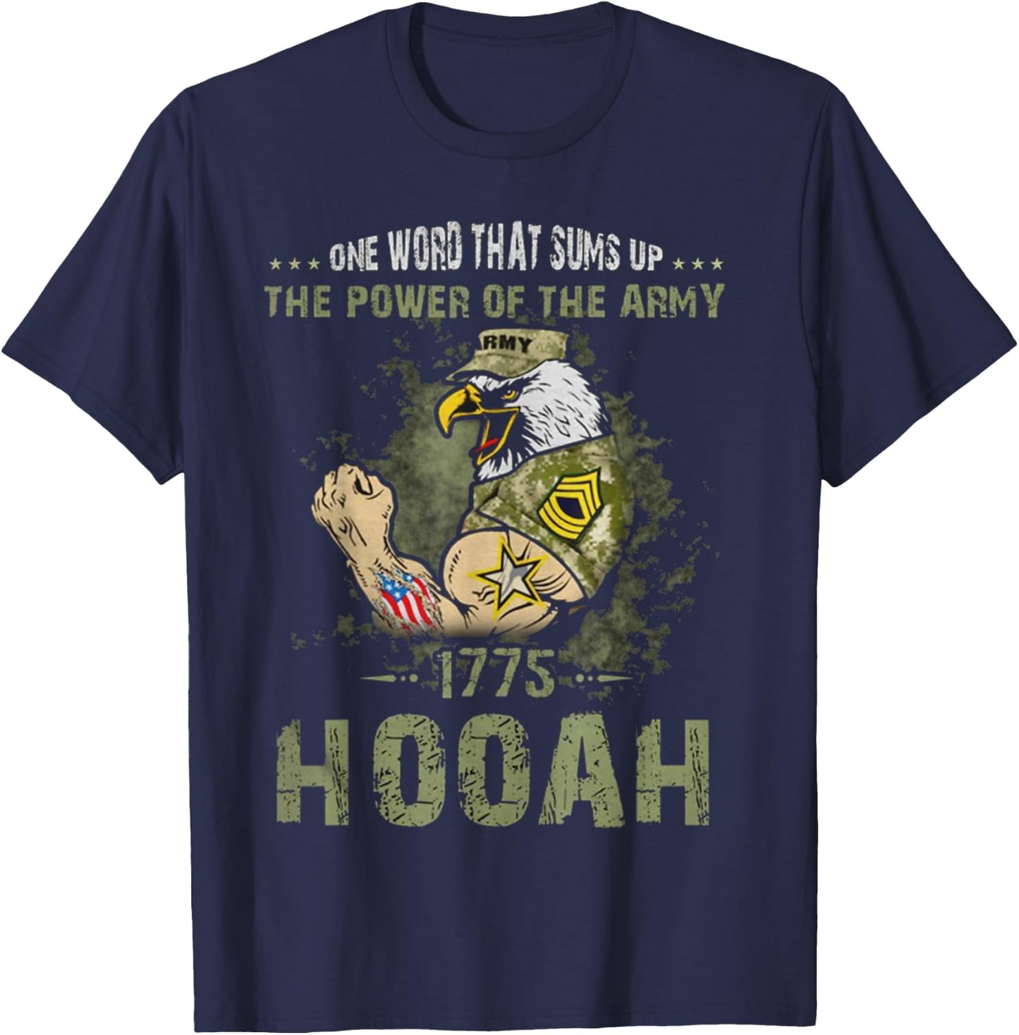 Power of the Army Shirt Hooah Veteran Pride Military Gift T-Shirt - T-Shirt | Navy