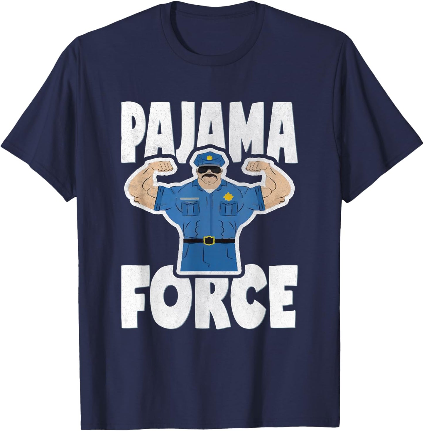Pajama Force Retro Muscle Police Officer Bed Time PJ T-Shirt - T-Shirt | Navy
