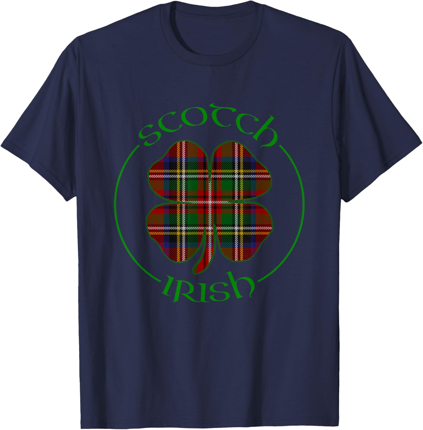 Tartan Shamrock Scots Scotch Irish Pride Ireland Graphic T-Shirt - T-Shirt | Navy