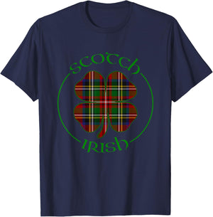 Tartan Shamrock Scots Scotch Irish Pride Ireland Graphic T-Shirt - T-Shirt | Navy
