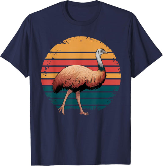 Retro Vintage Emu Bird Wildlife Nature Lover Gifts T-Shirt - T-Shirt | Navy