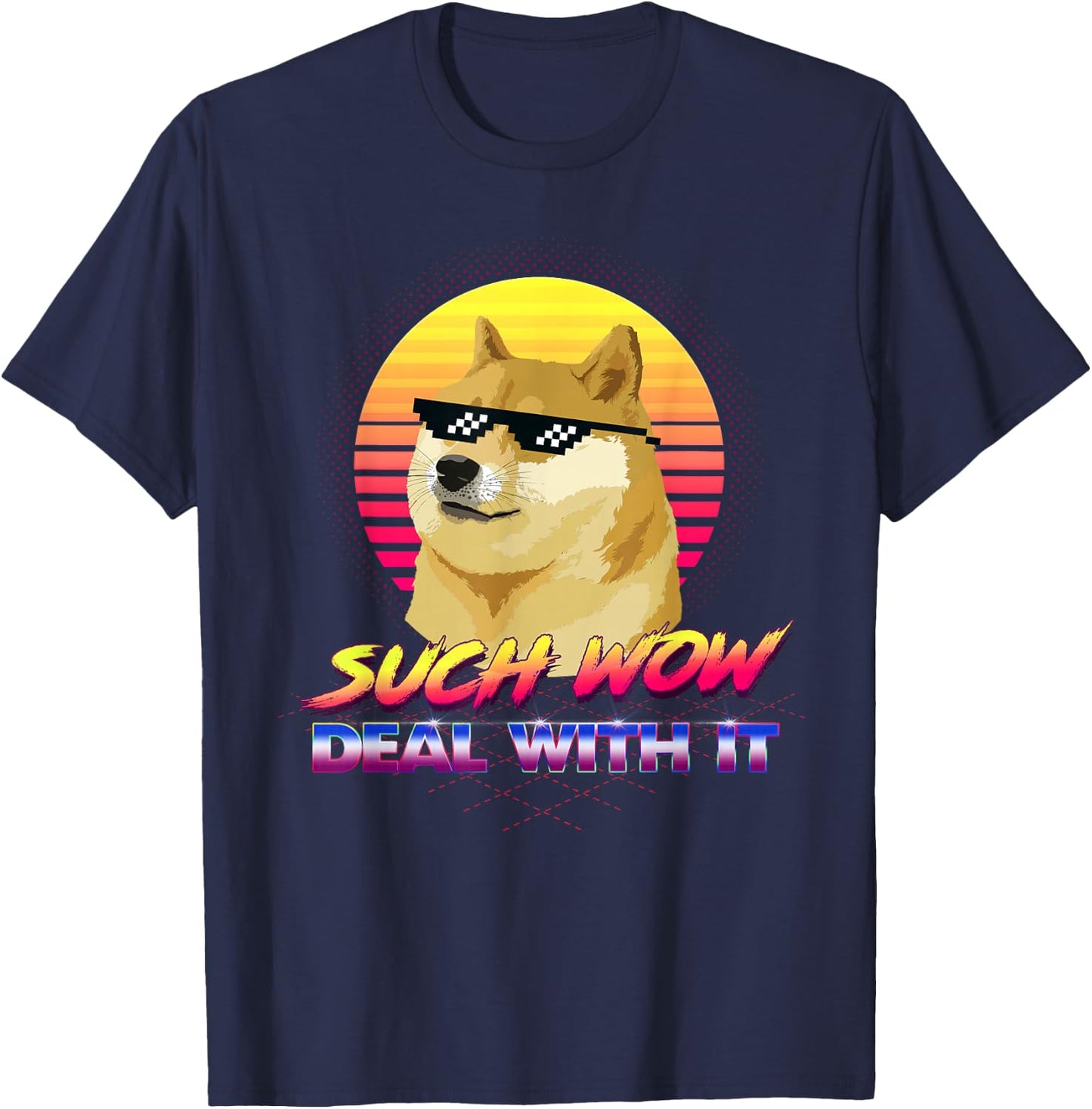 BCT DOGE GIFTS Such Wow Deal With It Doge Internet Meme T-Shirt - T-Shirt | Navy