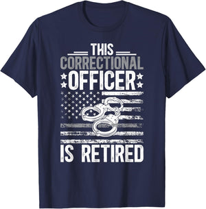 Proud Retired Correctional Officer Retirement US Flag T-Shirt - T-Shirt | Navy
