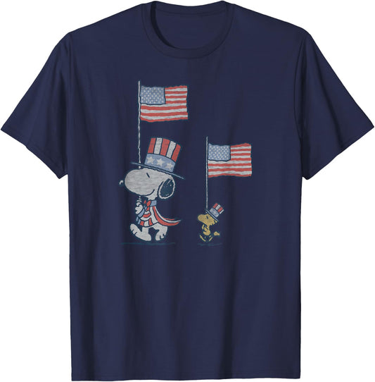 Peanuts Snoopy Woodstock March T-Shirt - T-Shirt | Navy