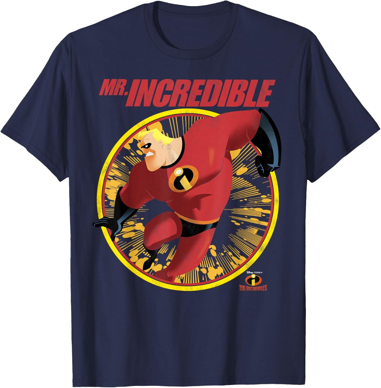 Disney Pixar The Incredibles Mr. Incredible Distressed Badge T-Shirt - T-Shirt | Navy
