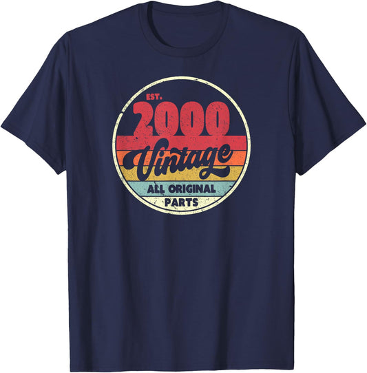 2000 Vintage Shirt, Birthday Gift . Retro Style T-Shirt - T-Shirt | Navy