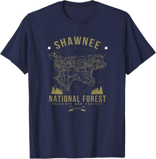 SHAWNEE National Forest Shirt Illinois Hiking Map T-Shirt - T-Shirt | Navy
