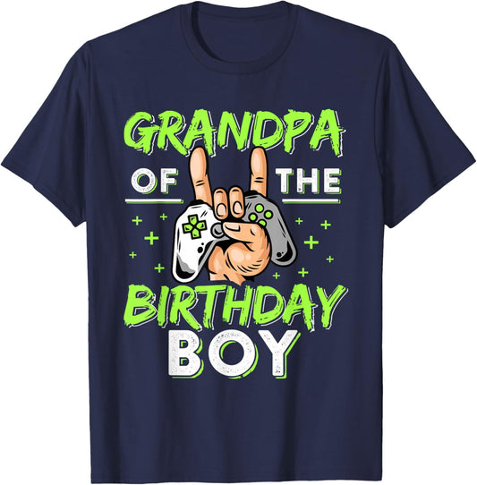 Gamer Birthday Grandpa of the Birthday Boy Video Game Kids T-Shirt - T-Shirt | Navy