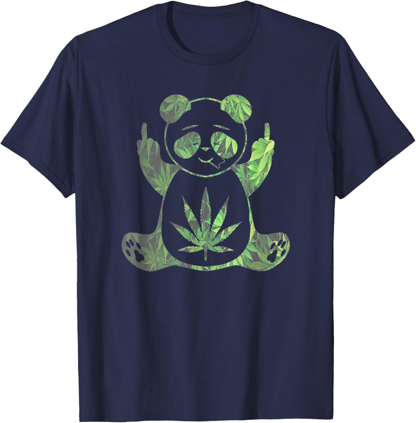 Stoned Panda Bear Baked Zoo Animals High AF Pot Leaf T-Shirt - T-Shirt | Navy