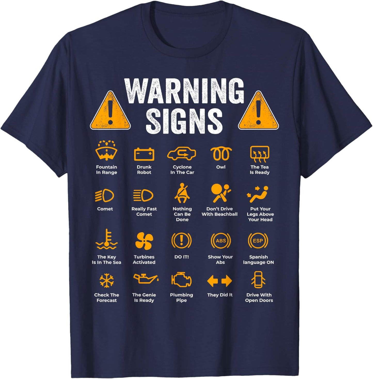 Funny Driving Warning Signs 101 Auto Mechanic Gift Driver Short Sleeve T-Shirt - T-Shirt | Navy