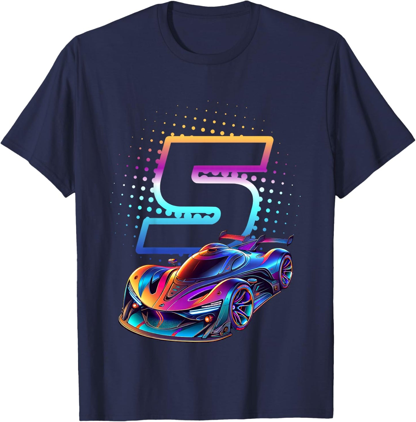 5 Year Old Race Car 5th Birthday Futuristic Racing Racecar T-Shirt - T-Shirt | Navy