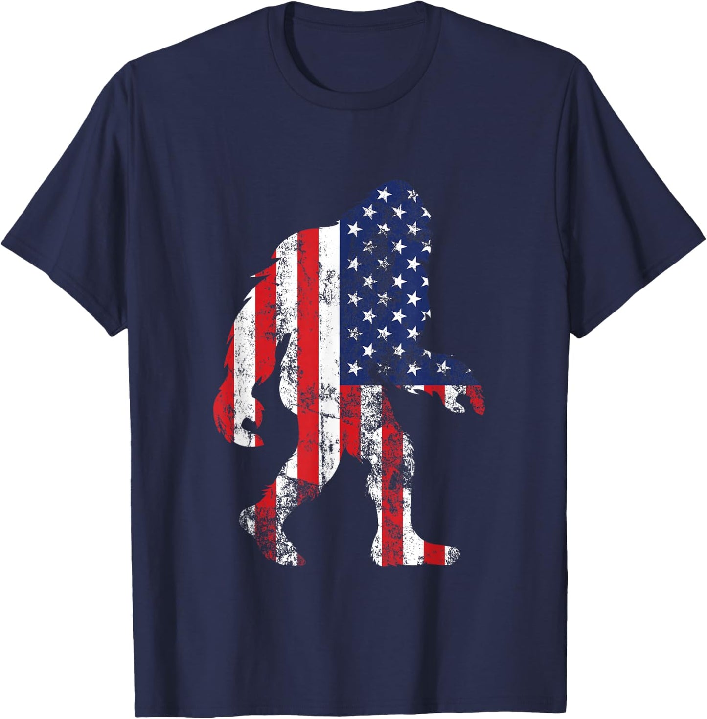 Bigfoot 4th Of July Independence Patriotic USA Flag Yeti T-Shirt - T-Shirt | Navy