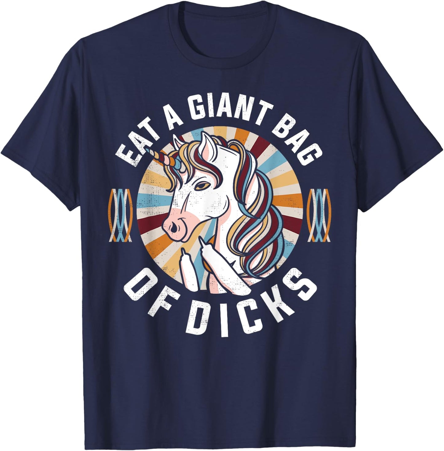 Funny Unicorn - Eat A Bag Of Dicks Joke T-Shirt - T-Shirt | Navy