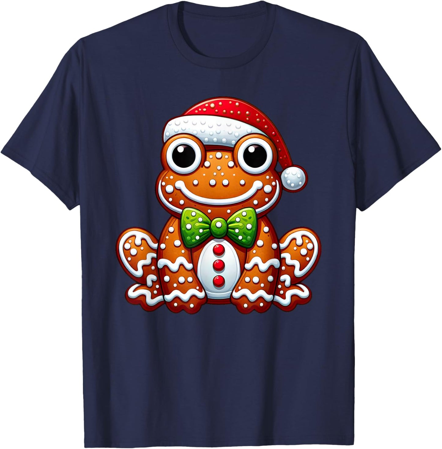 Funny Gingerbread Man Frog Christmas Kids T-Shirt - T-Shirt | Navy