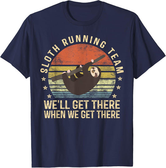 Sloth Running Team Funny Lazy Sloth Lover Gifts Vintage T-Shirt - T-Shirt | Navy