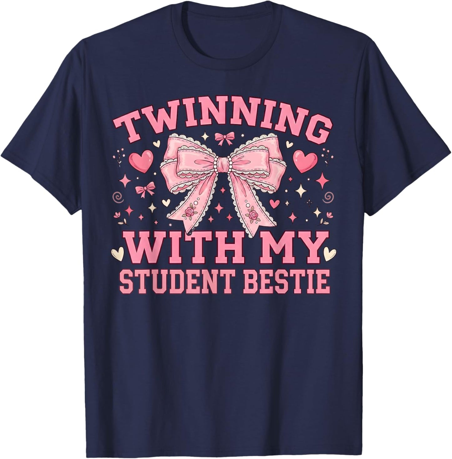 Twin Day Spirit Week Twinning with My Student Matching Girls T-Shirt - T-Shirt | Navy