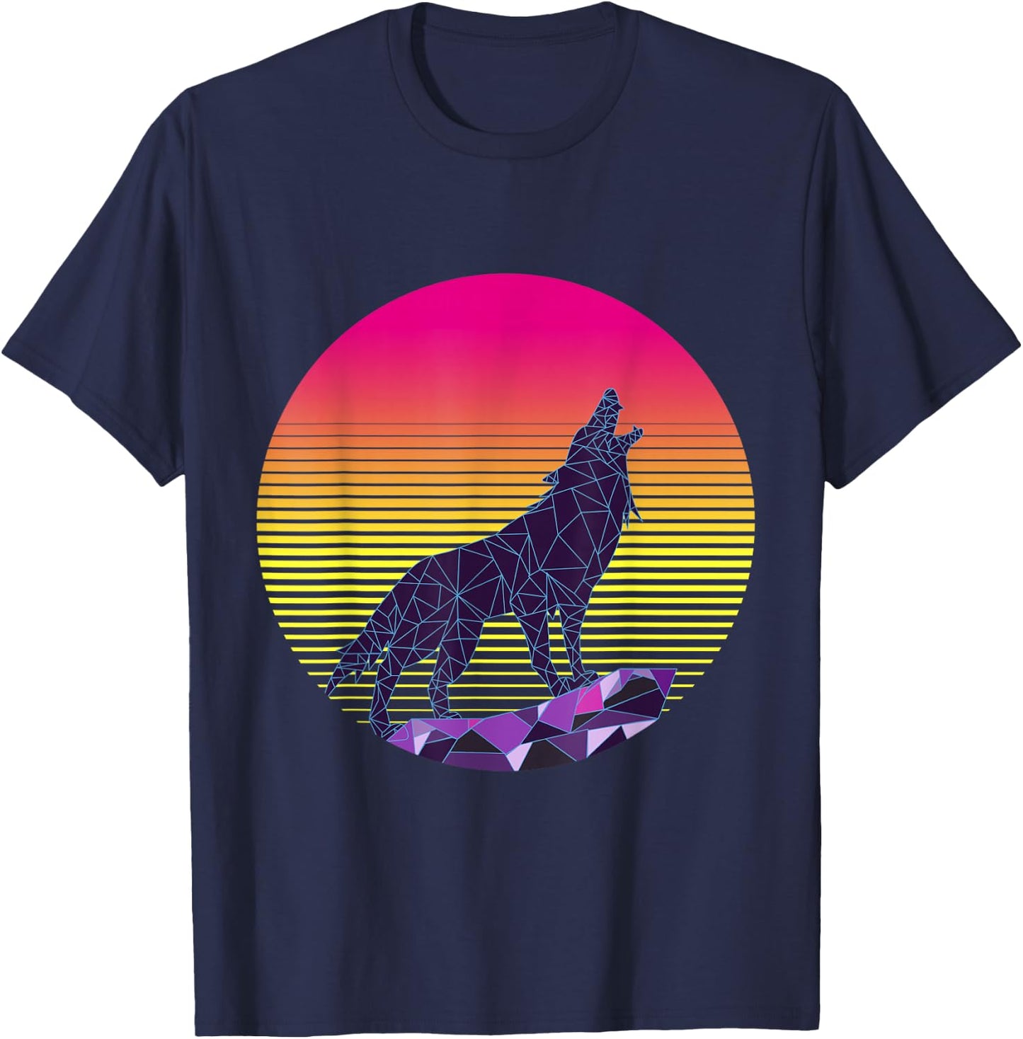 Wolf Shirt, 80s , Retro Vintage Shirt T-Shirt - T-Shirt | Navy