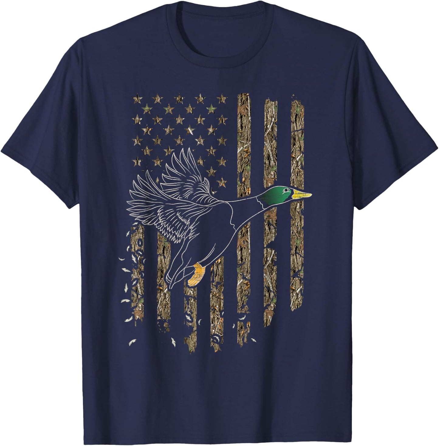 Duck Hunter American Flag Waterfowl Hunting Camouflage Small T-Shirt - T-Shirt | Navy