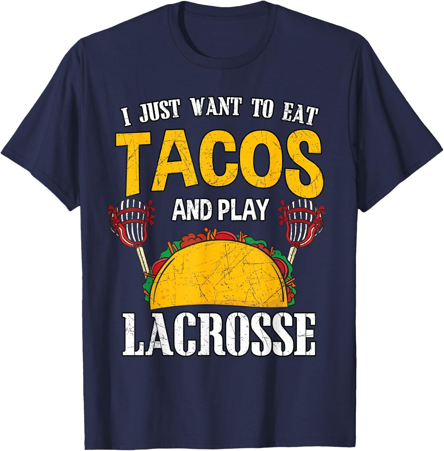 Tacos and Lacrosse Shirt Lax Player Gift Cinco de Mayo T-Shirt - T-Shirt | Navy