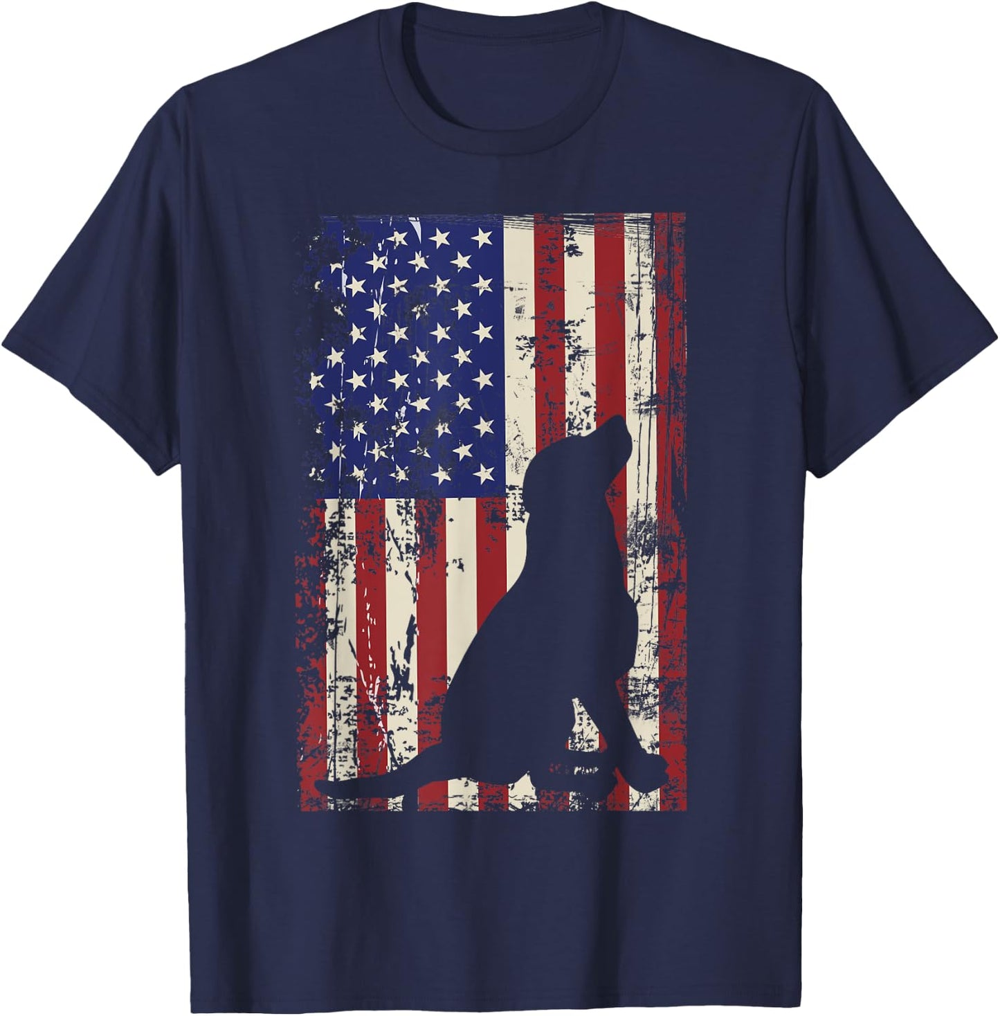 Patriotic Labrador 4th of July American Flag T-Shirt - T-Shirt | Navy