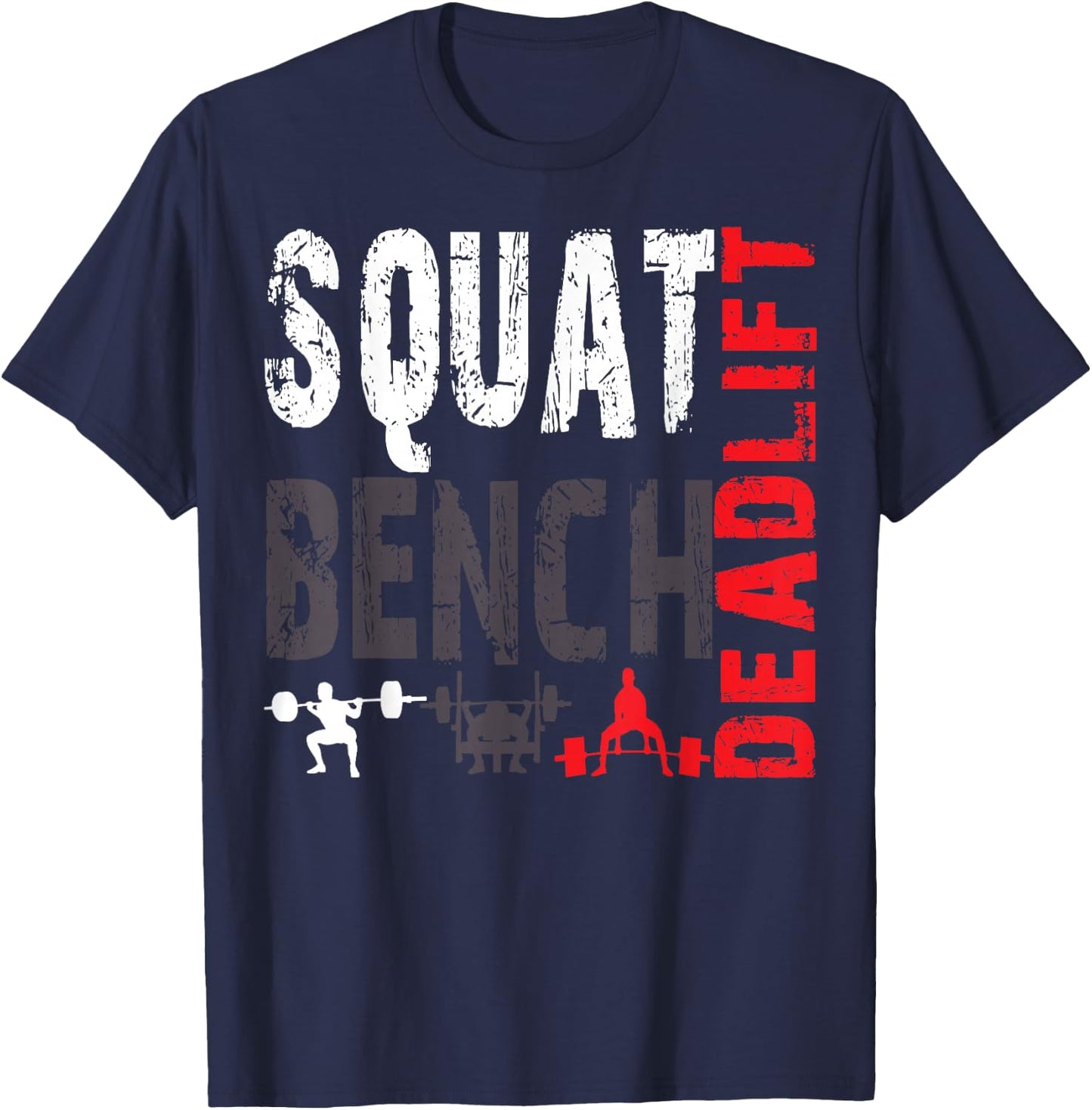 Powerlifting, Squat, Bench, Deadlift, Weightlifting T-Shirt - T-Shirt | Navy