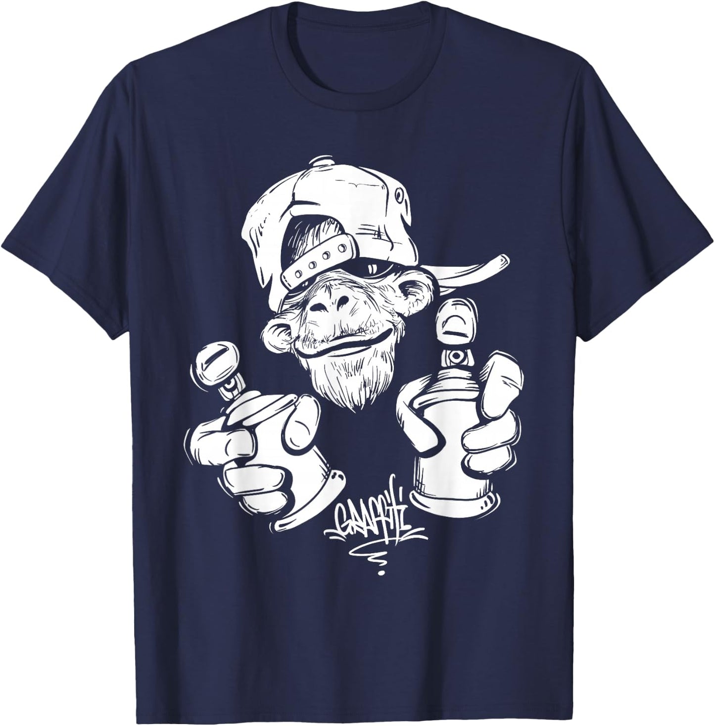 Monkey Graffiti Hip Hop Rap Music Ape Graphic Apparel Gift T-Shirt - T-Shirt | Navy