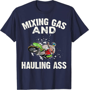 Mixing Gas And Hauling Ass Motocross Dirt Bike Boys T-Shirt - T-Shirt | Navy