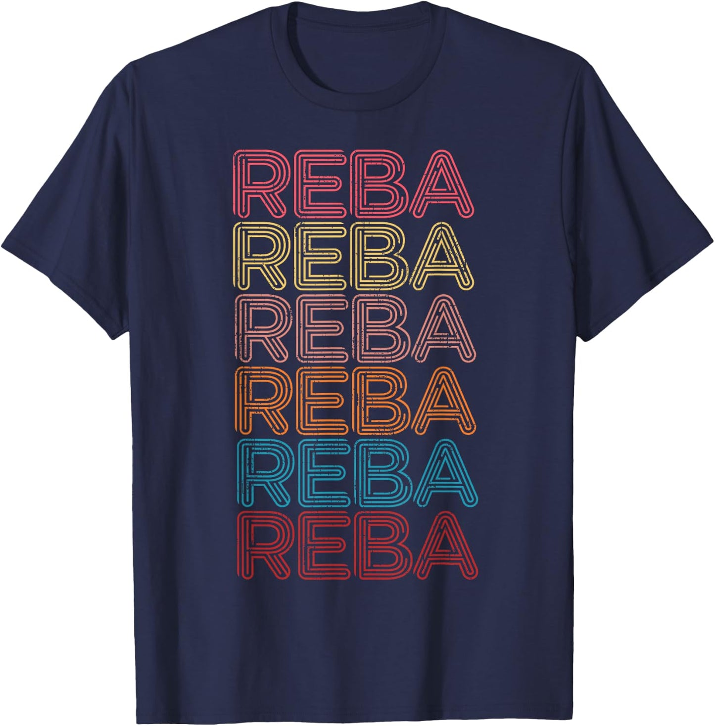 Vintage Reba Name Retro Style 70s 80s First Women T-Shirt - T-Shirt | Navy