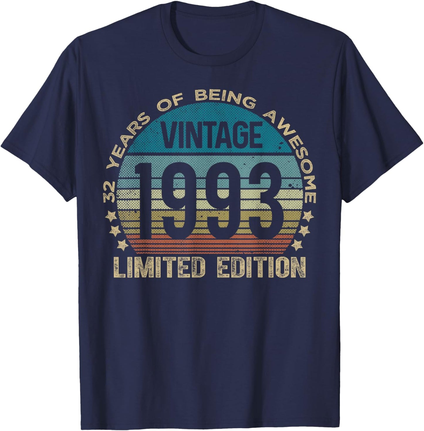 32 Year Old Gifts Vintage 1993 Limited Edition 32nd Birthday T-Shirt - T-Shirt | Navy