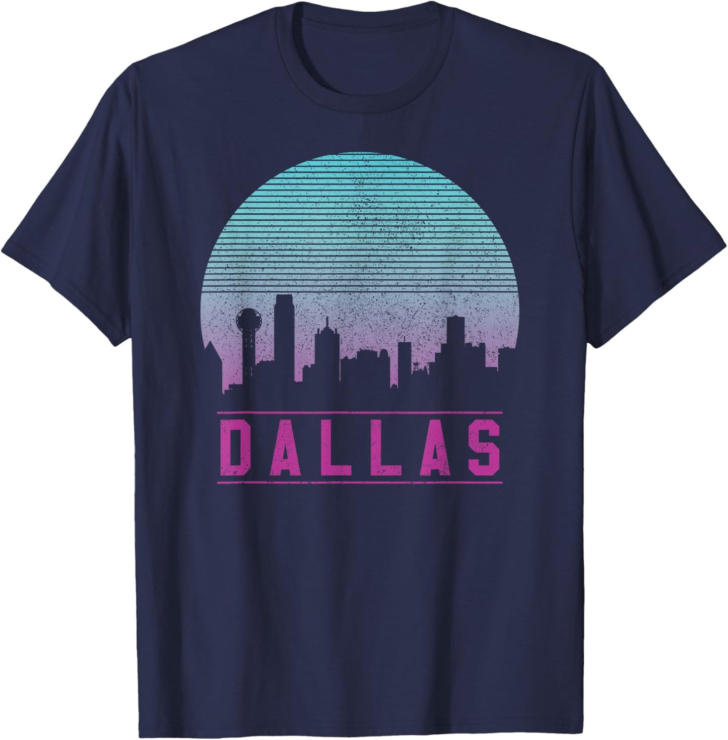 Dallas Skyline - Vintage Retro Texas Shirt Gift T-Shirt - T-Shirt | Navy