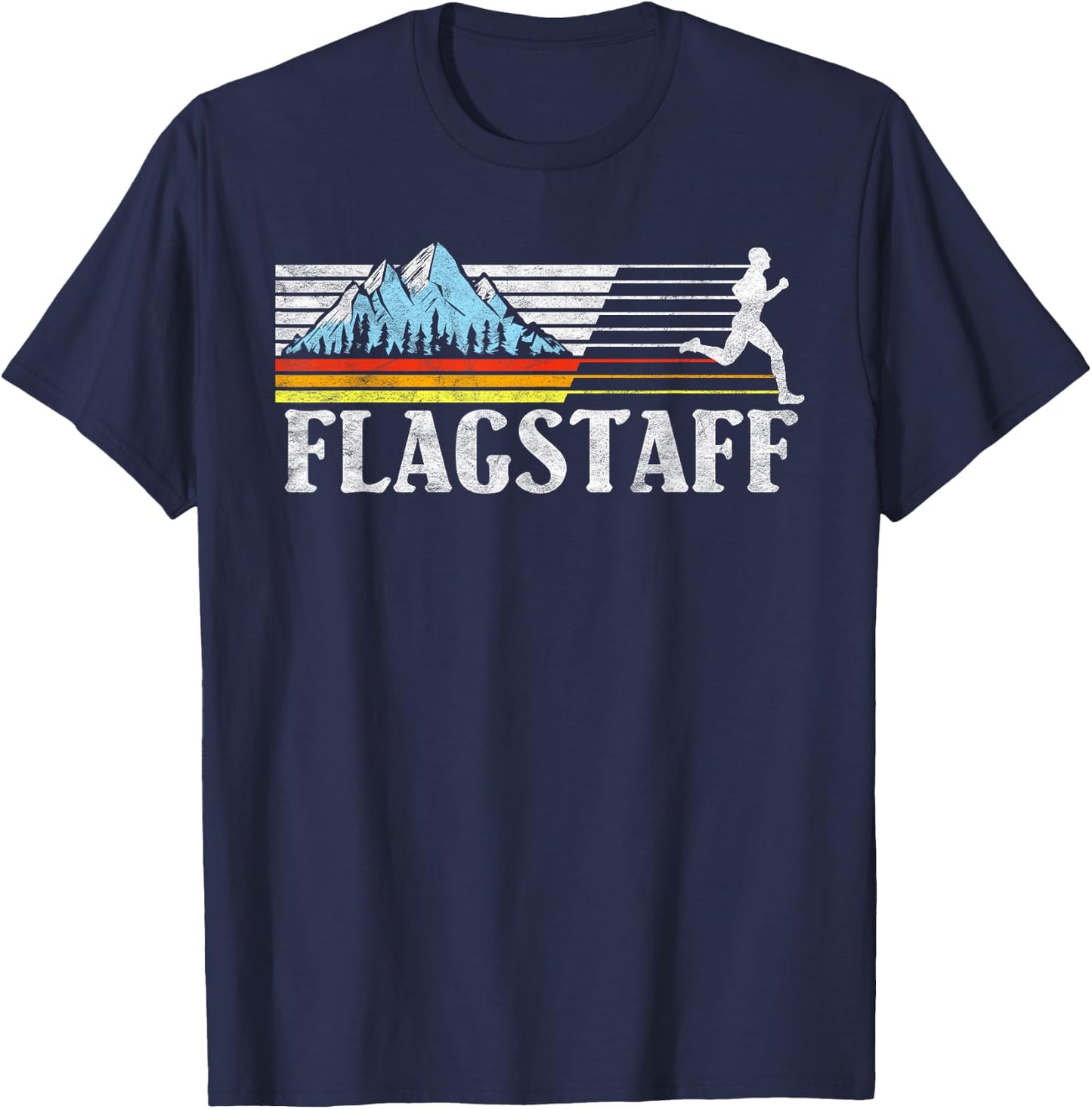 Flagstaff Trail Running Retro Mountains 80s Graphic T-Shirt - T-Shirt | Navy