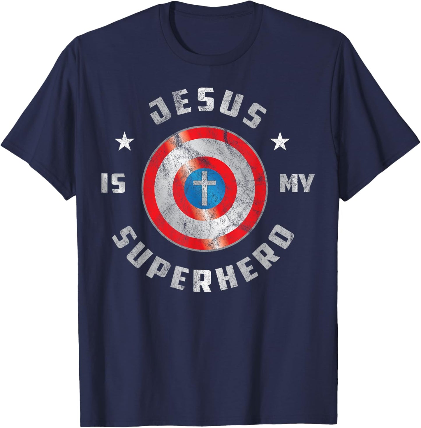 Jesus is My Superhero Fun Christian Religious T-Shirt - T-Shirt | Navy