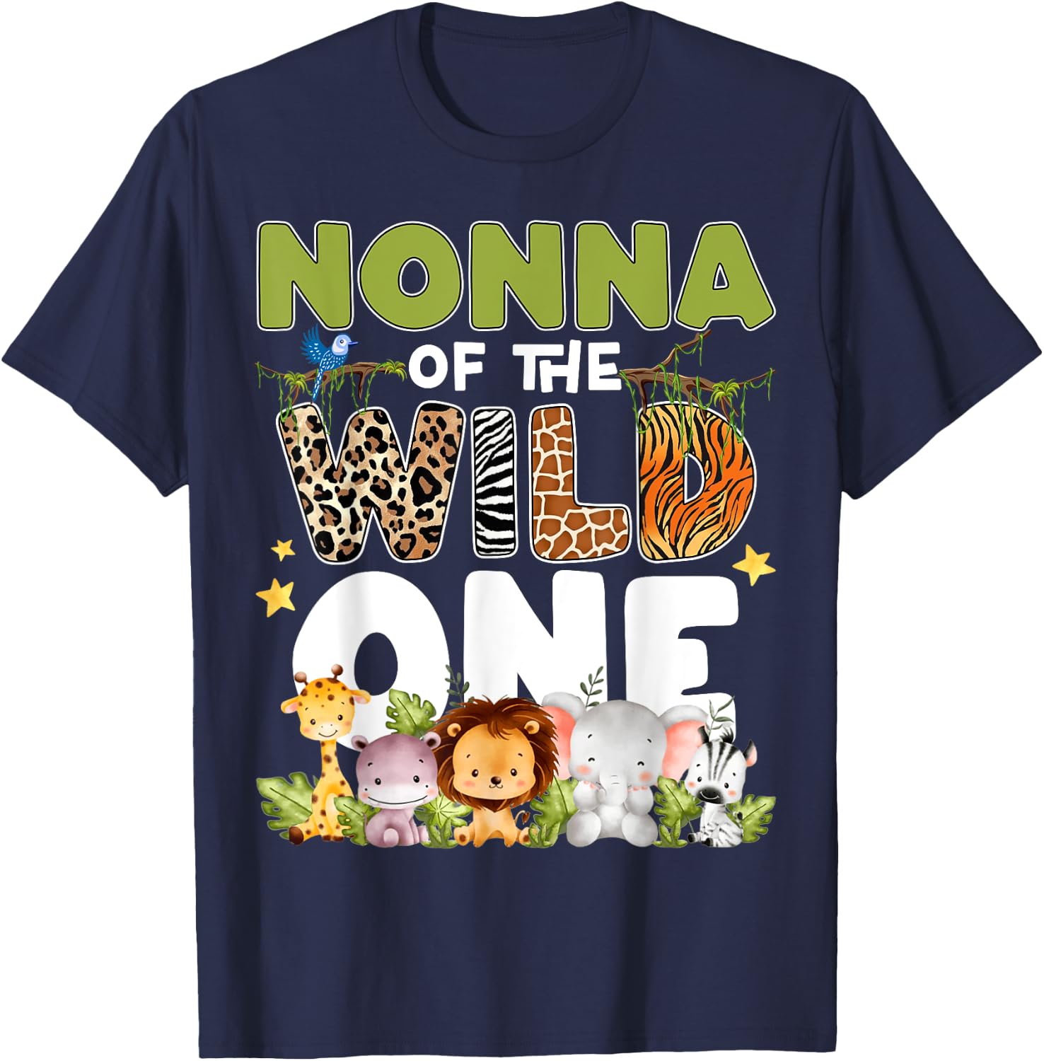 Nonna Of The Wild One 1st Birthday Safari Family Matching T-Shirt - T-Shirt | Navy