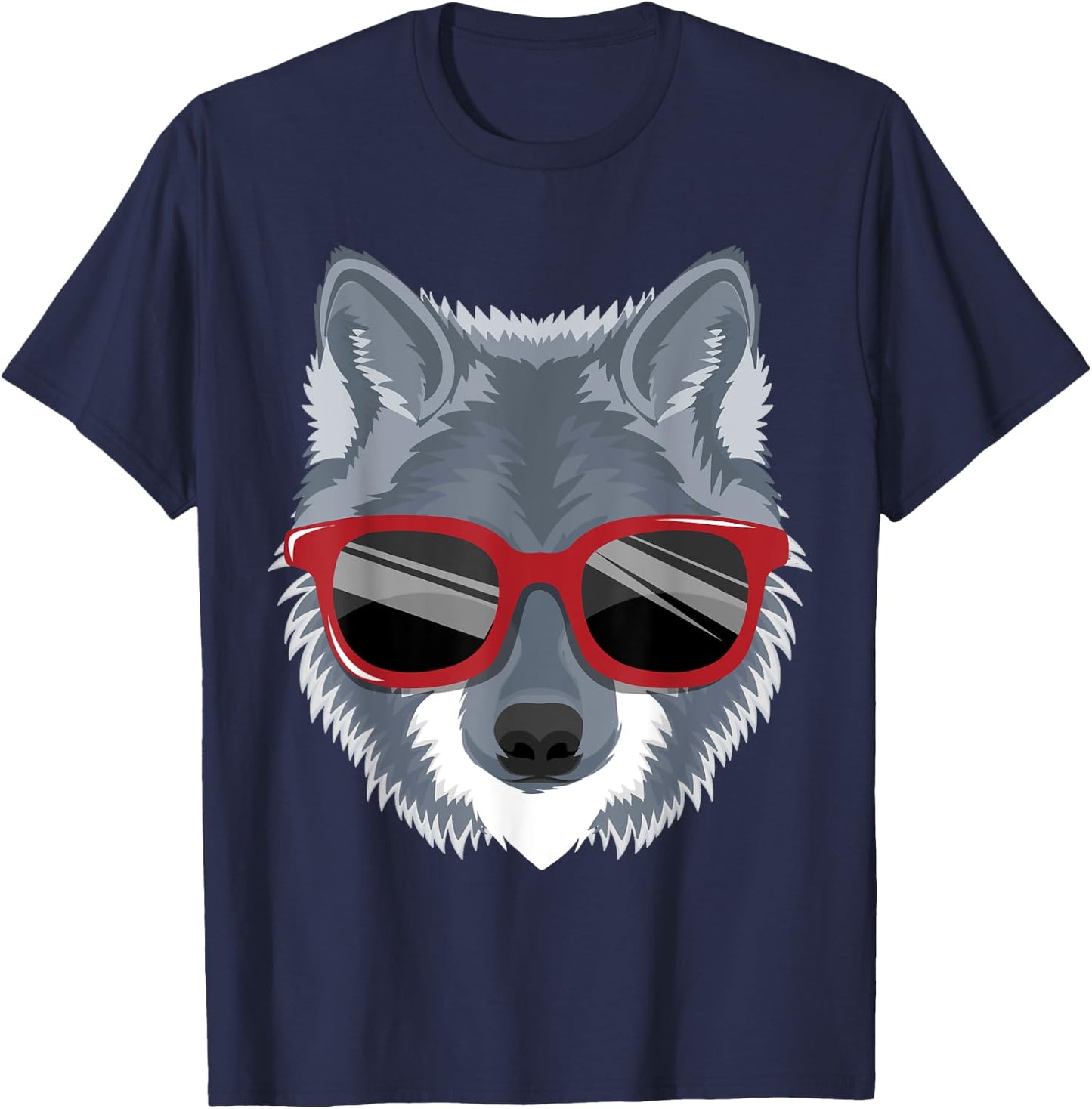 Wolf Shirt, 80s , Retro Vintage Shirt, Sunglasses T-Shirt - T-Shirt | Navy