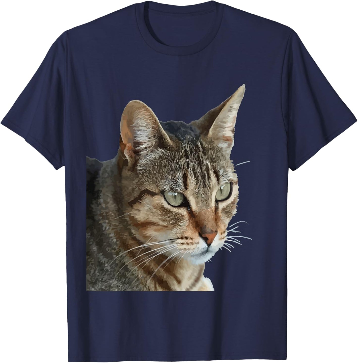 Stunning Tabby Cat Close Up Portrait Vector T-Shirt - T-Shirt | Navy