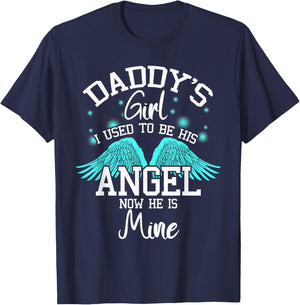 Daddy's Girl I Used to be His Angel Now He Is Mine- Daughter T-Shirt - T-Shirt | Navy