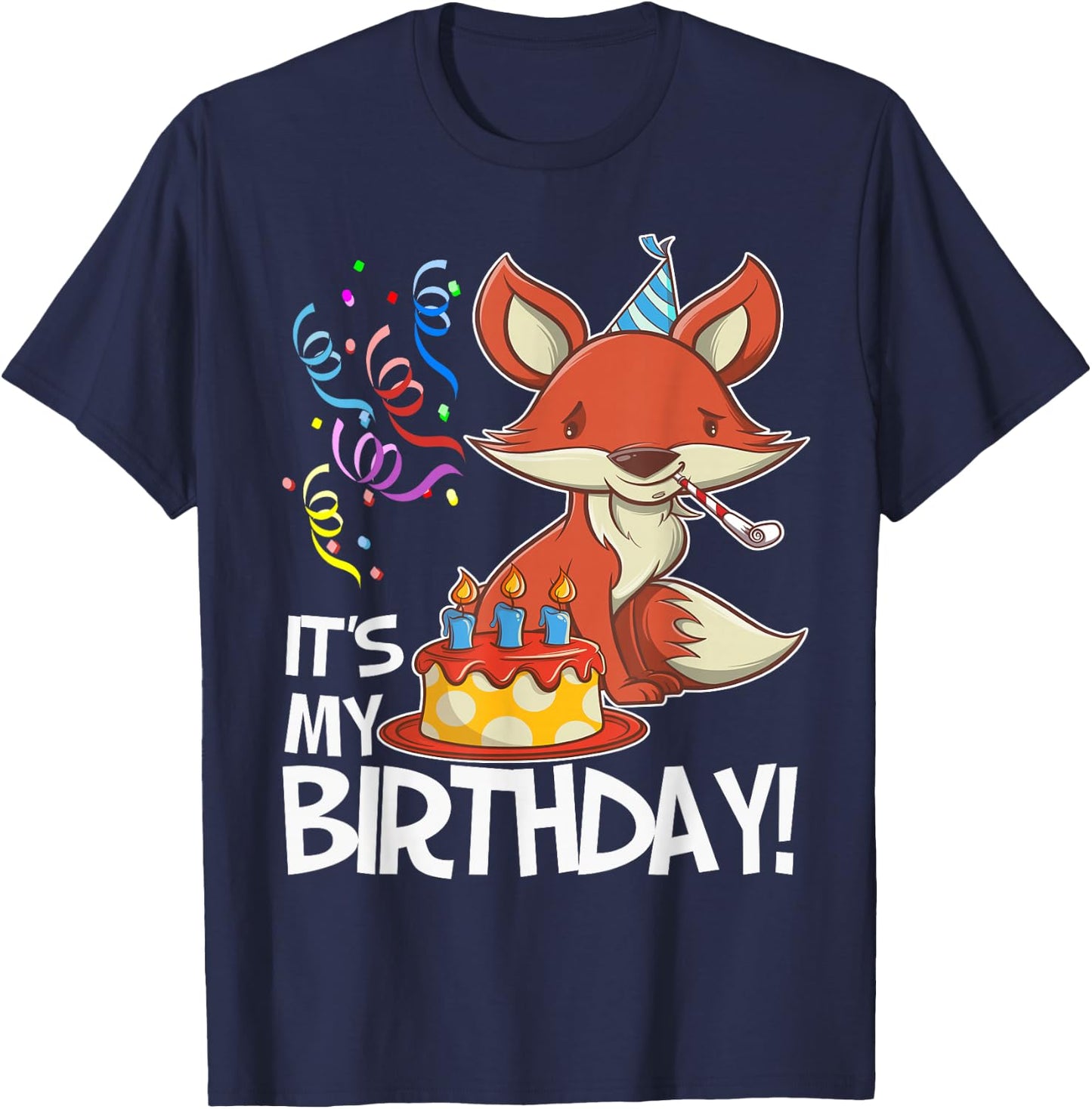 It's My Birthday Fox T Shirt Gift Girls Boys Adults T-Shirt - T-Shirt | Navy